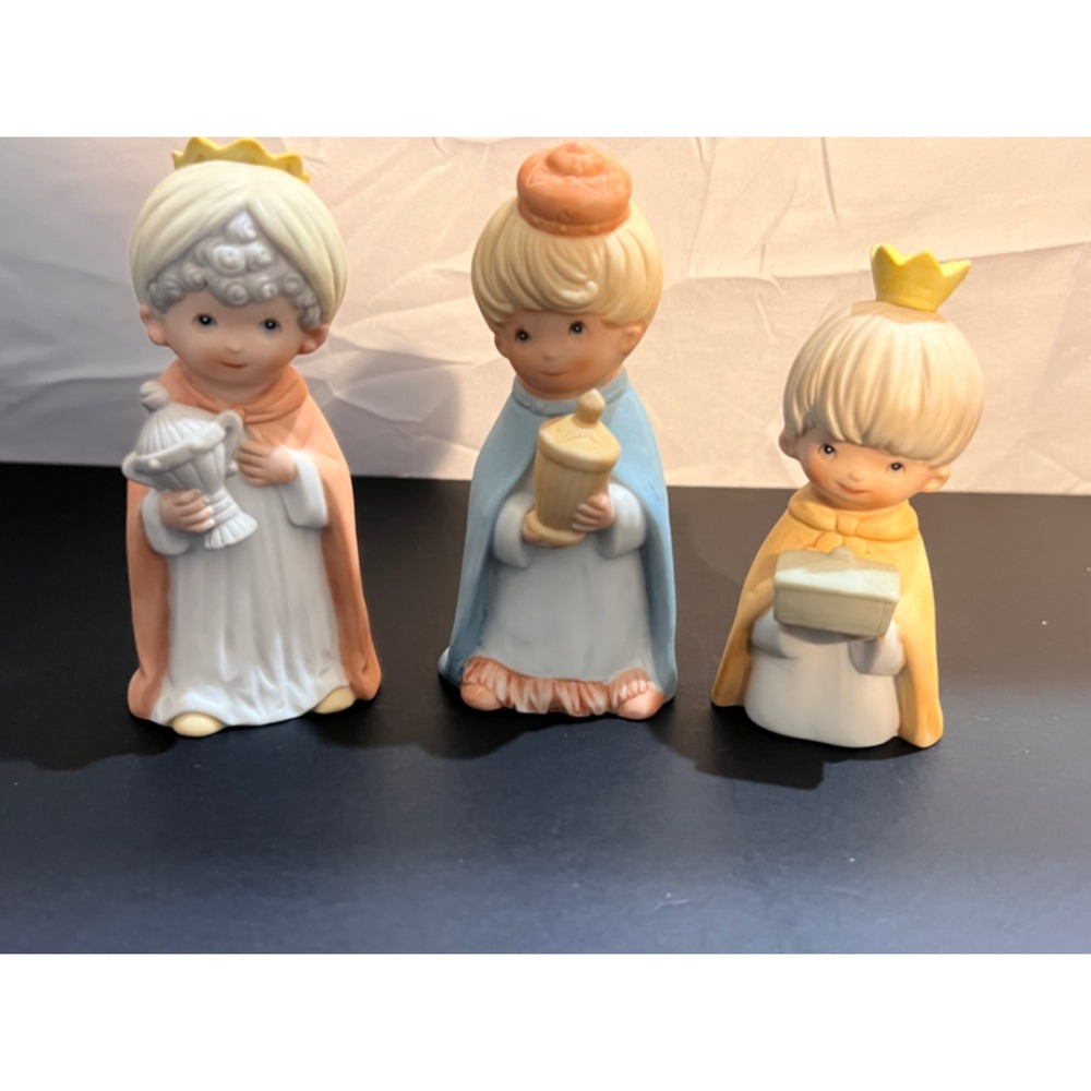 Vintage Homco 4.5" Three Wise Men Nativity Set 3pc Pastel Excellent 5503 Vintage